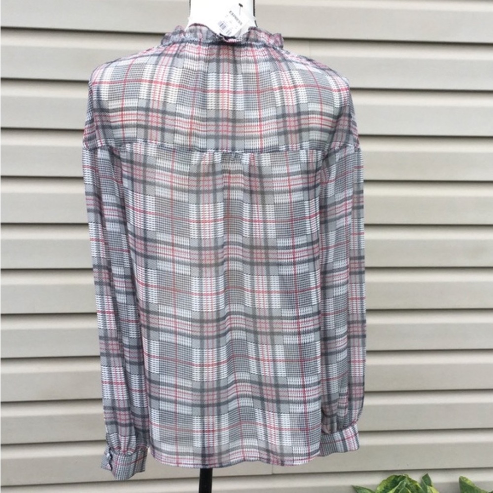 Express Plaid Button Front Blouse - image 4